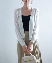 シアー裾サマーニットカーディガンsdp8056 ホワイト