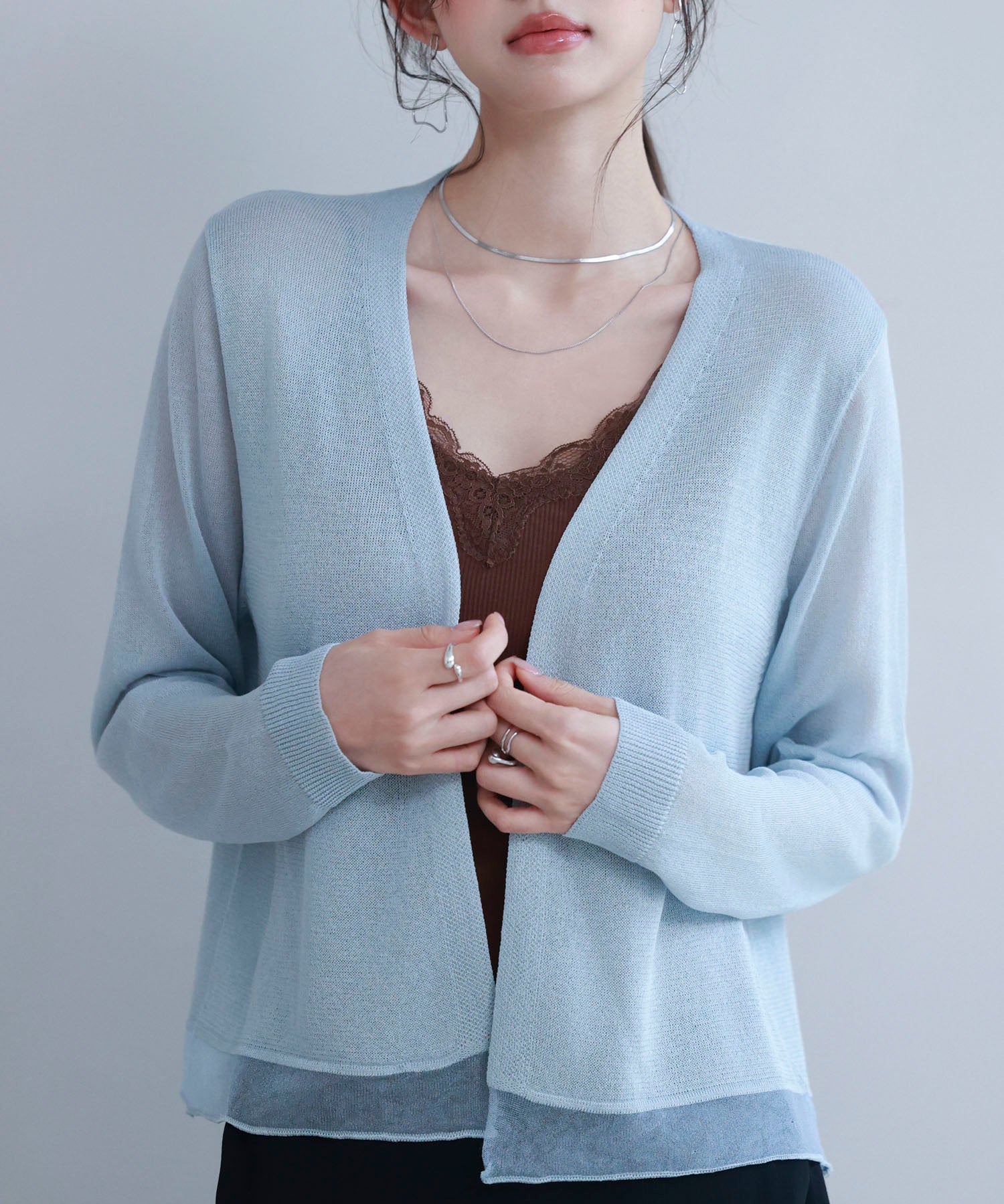 シアー裾サマーニットカーディガンsdp8056-103-34