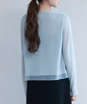 シアー裾サマーニットカーディガンsdp8056 ブルー