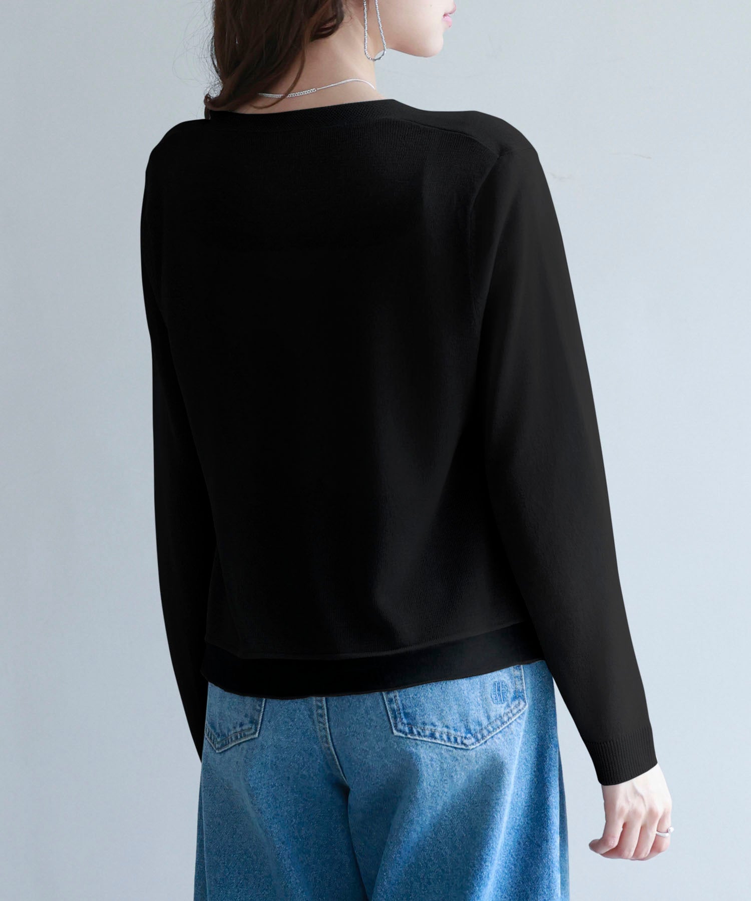 シアー裾サマーニットカーディガンsdp8056 ブラック