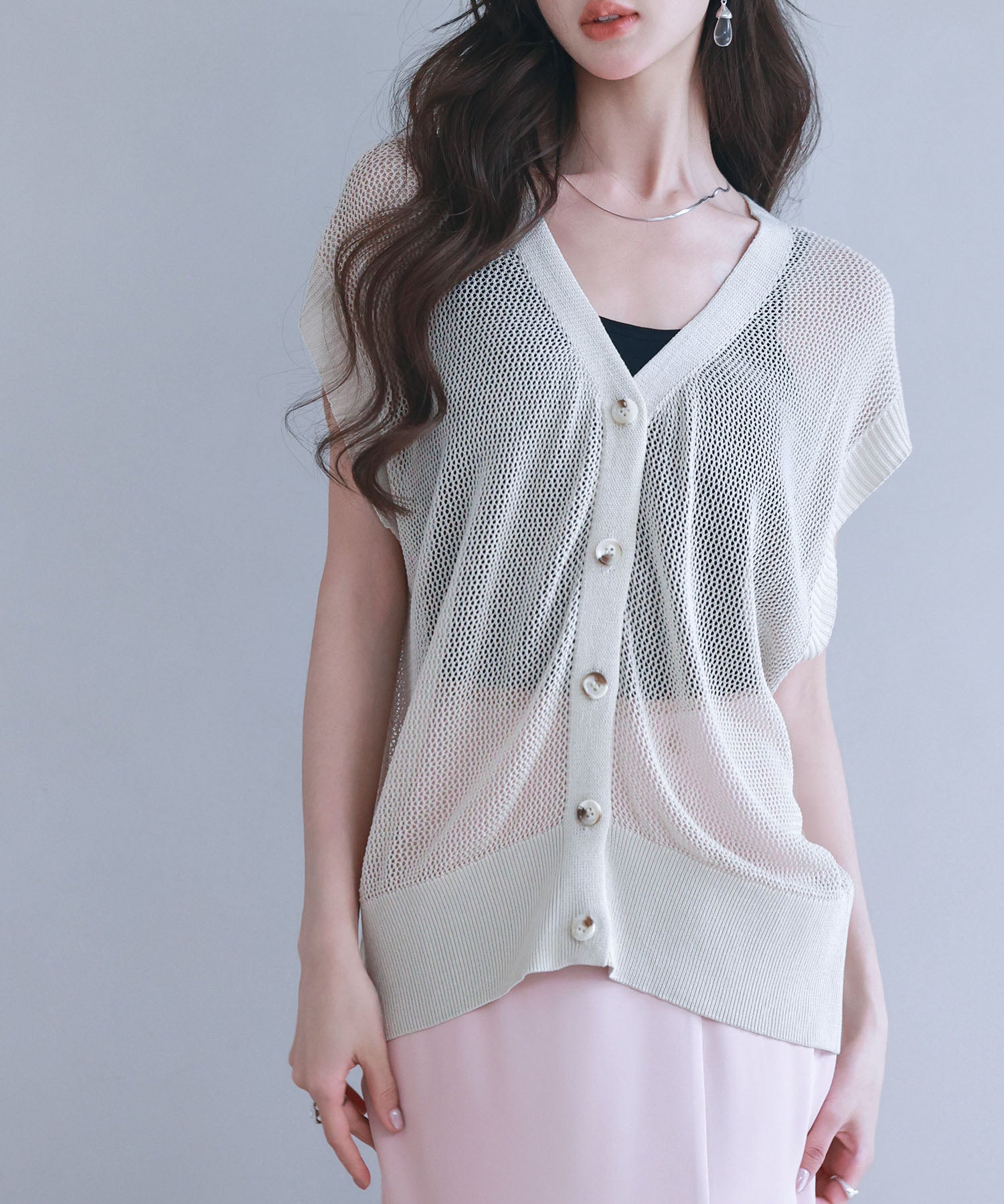 【4way】透かし編みニットカーディガンsdp8057 ベージュ