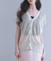 【4way】透かし編みニットカーディガンsdp8057 ベージュ