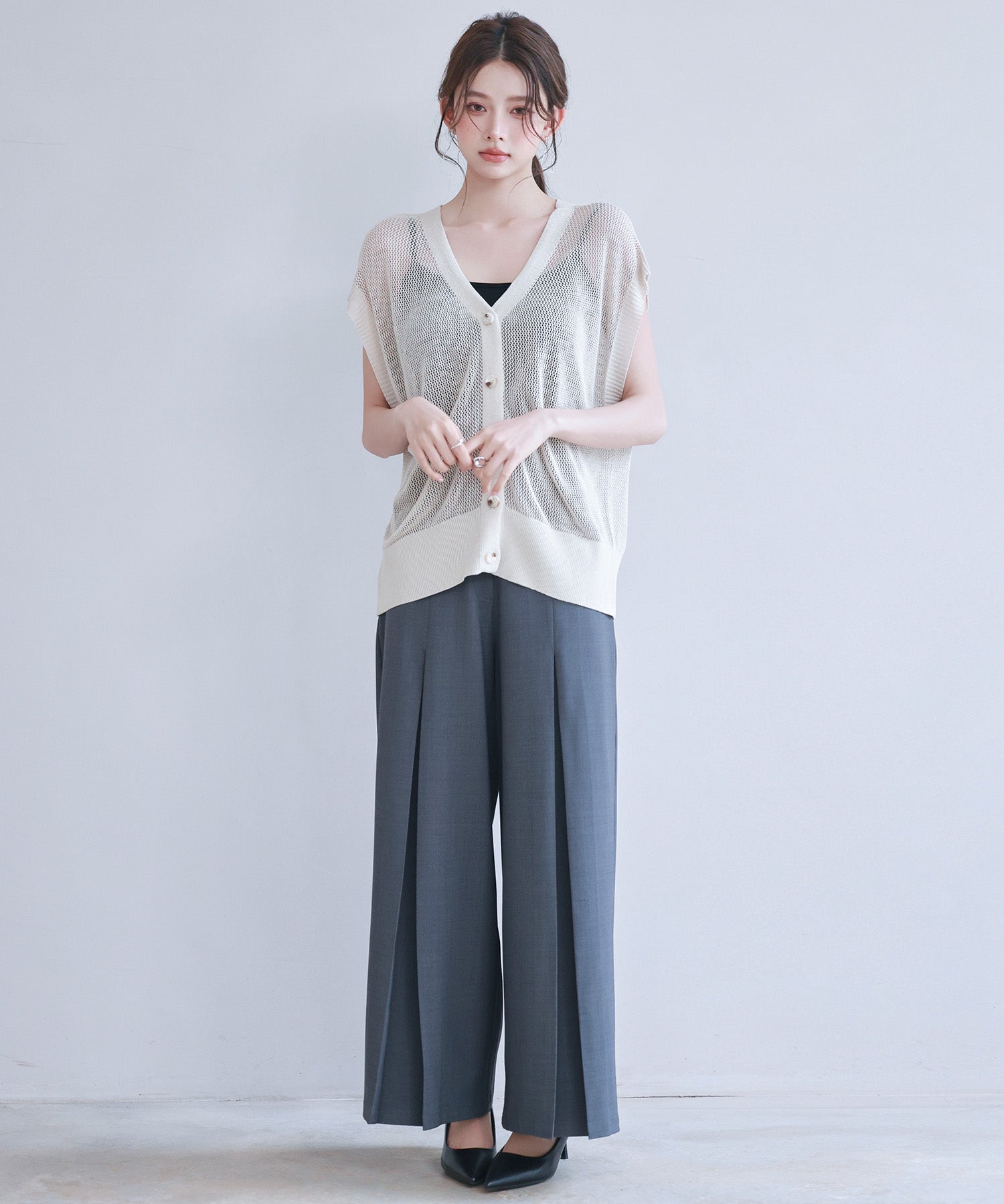 【4way】透かし編みニットカーディガンsdp8057 ベージュ