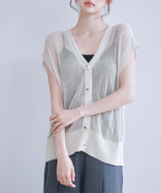 【4way】透かし編みニットカーディガンsdp8057 ベージュ