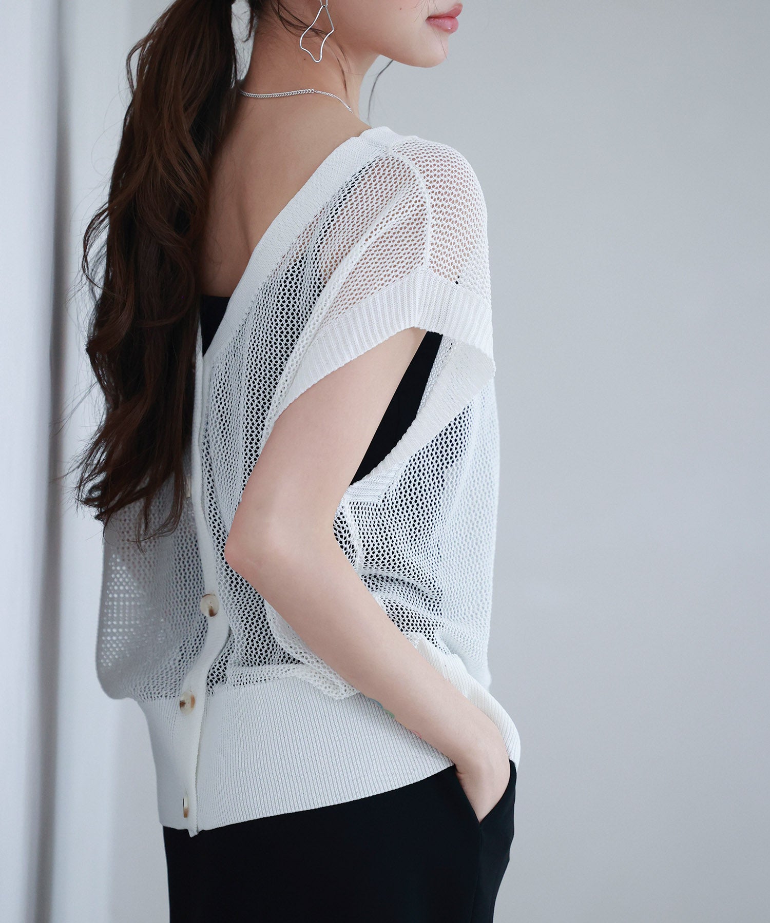 【4way】透かし編みニットカーディガンsdp8057 ホワイト