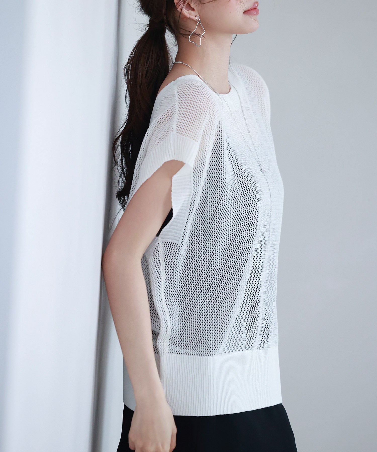 【4way】透かし編みニットカーディガンsdp8057 ホワイト