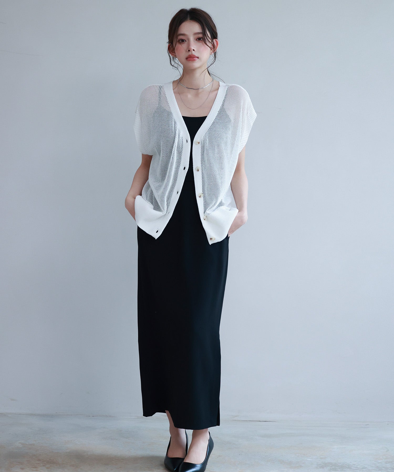 【4way】透かし編みニットカーディガンsdp8057 ホワイト