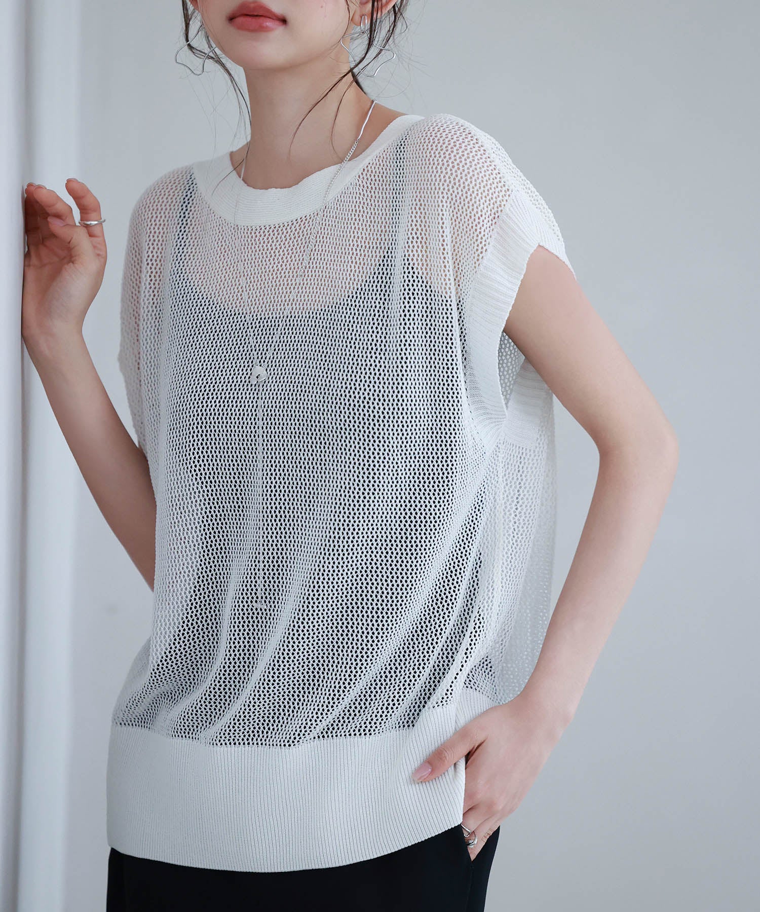 【4way】透かし編みニットカーディガンsdp8057 ホワイト