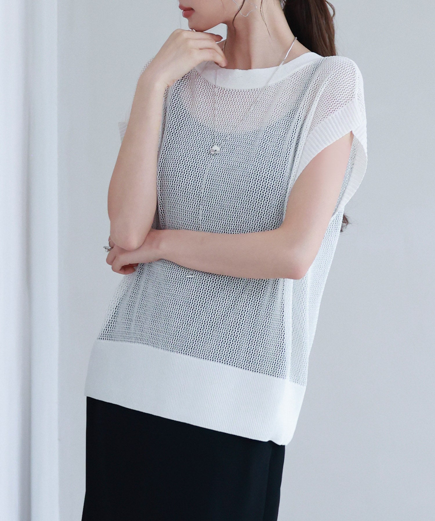 【4way】透かし編みニットカーディガンsdp8057 ホワイト