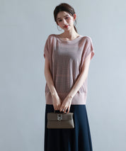 【4way】透かし編みニットカーディガンsdp8057 サーモンピンク