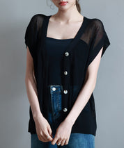 【4way】透かし編みニットカーディガンsdp8057 ブラック