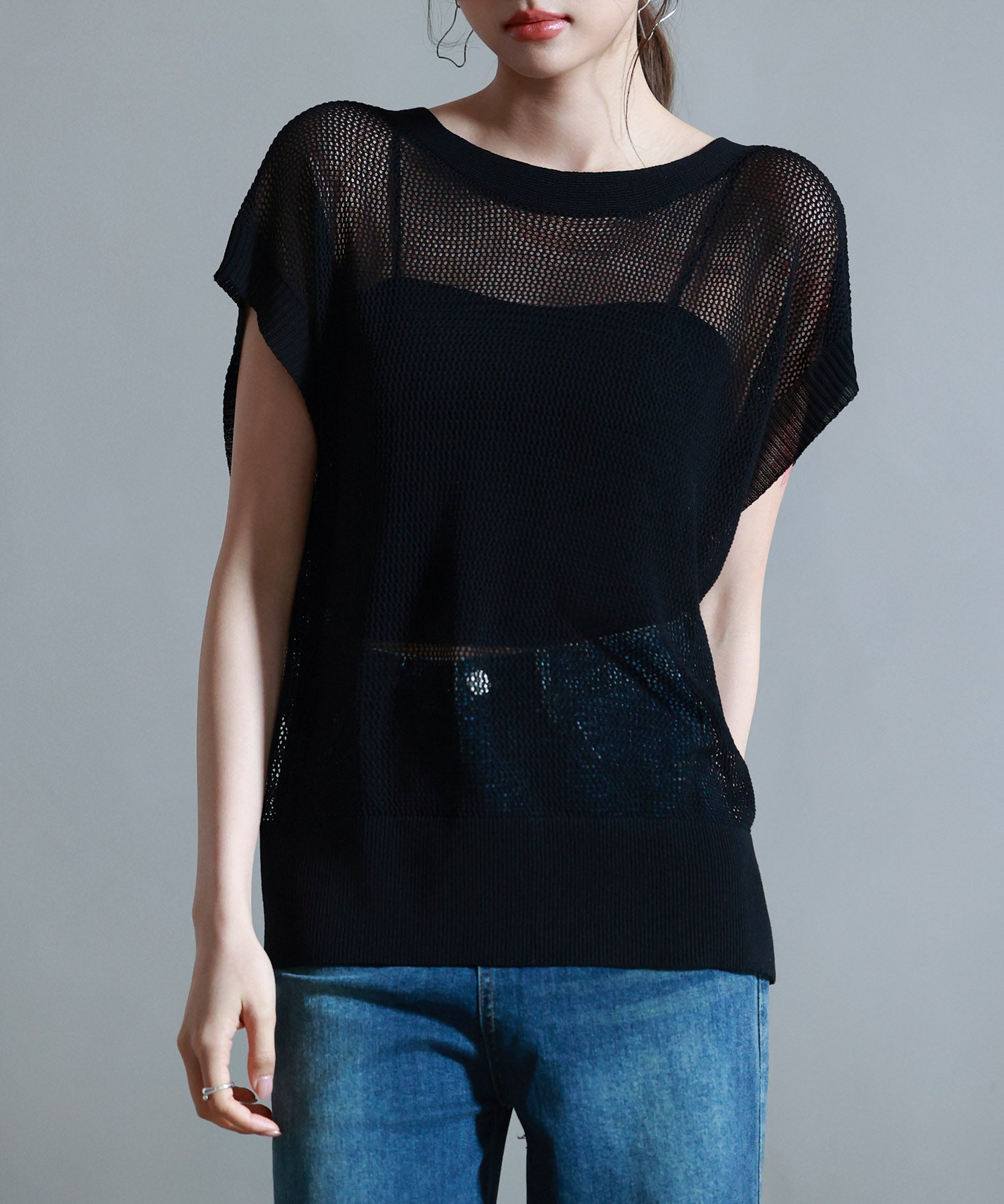 【4way】透かし編みニットカーディガンsdp8057 ブラック