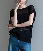 【4way】透かし編みニットカーディガンsdp8057 ブラック