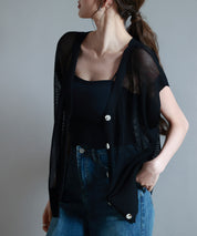 【4way】透かし編みニットカーディガンsdp8057 ブラック