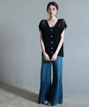 【4way】透かし編みニットカーディガンsdp8057 ブラック