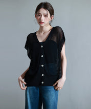 【4way】透かし編みニットカーディガンsdp8057 ブラック