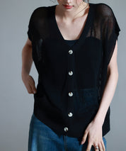 【4way】透かし編みニットカーディガンsdp8057 ブラック