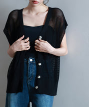 【4way】透かし編みニットカーディガンsdp8057 ブラック