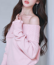 2wayネックニットプルオーバーsdp8058 ピンク