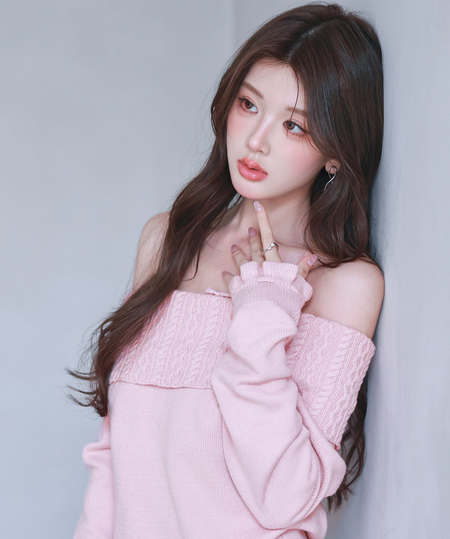 2wayネックニットプルオーバーsdp8058 ピンク