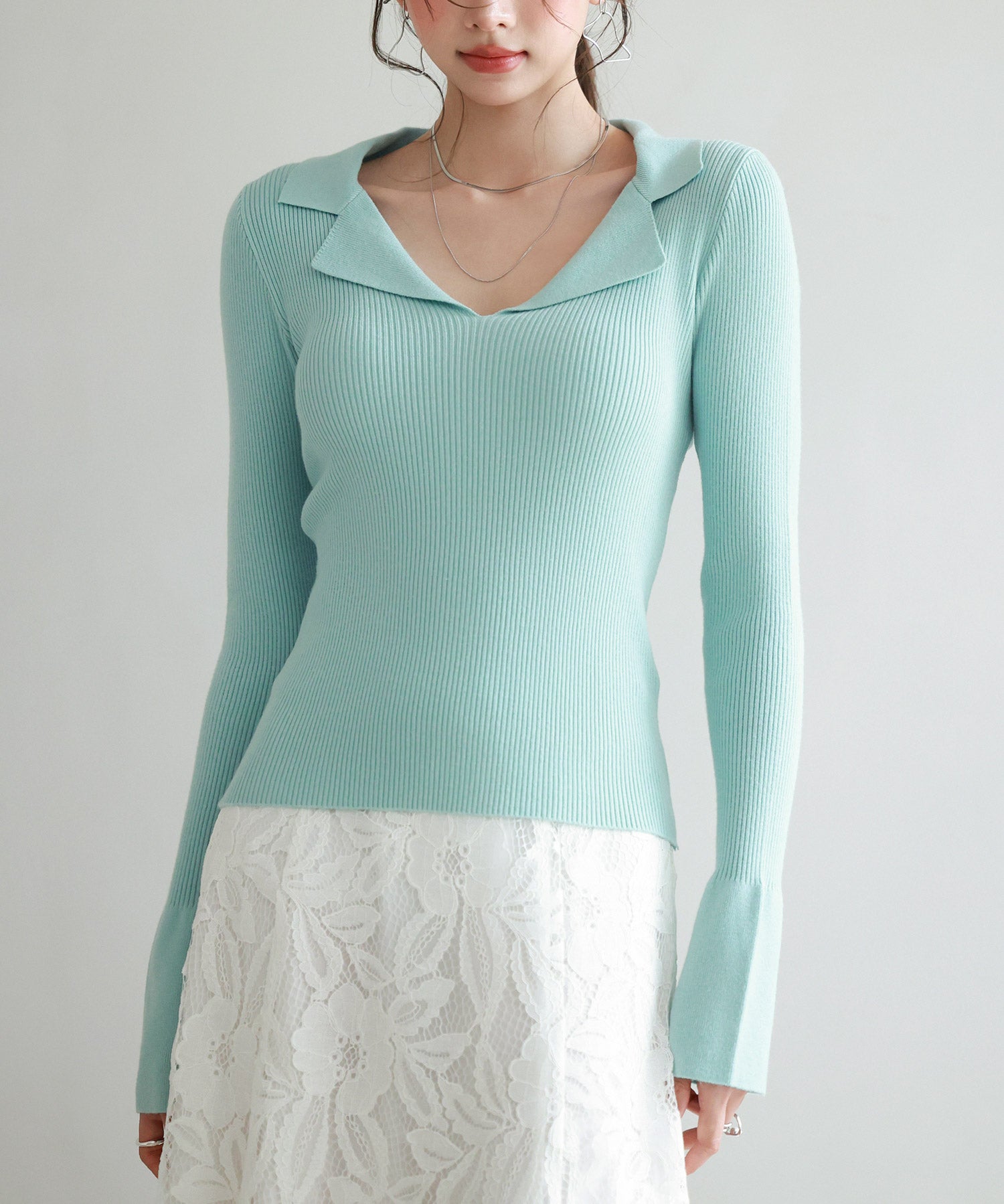 リブ編みポロネックニットプルオーバーsdp8059-103-35