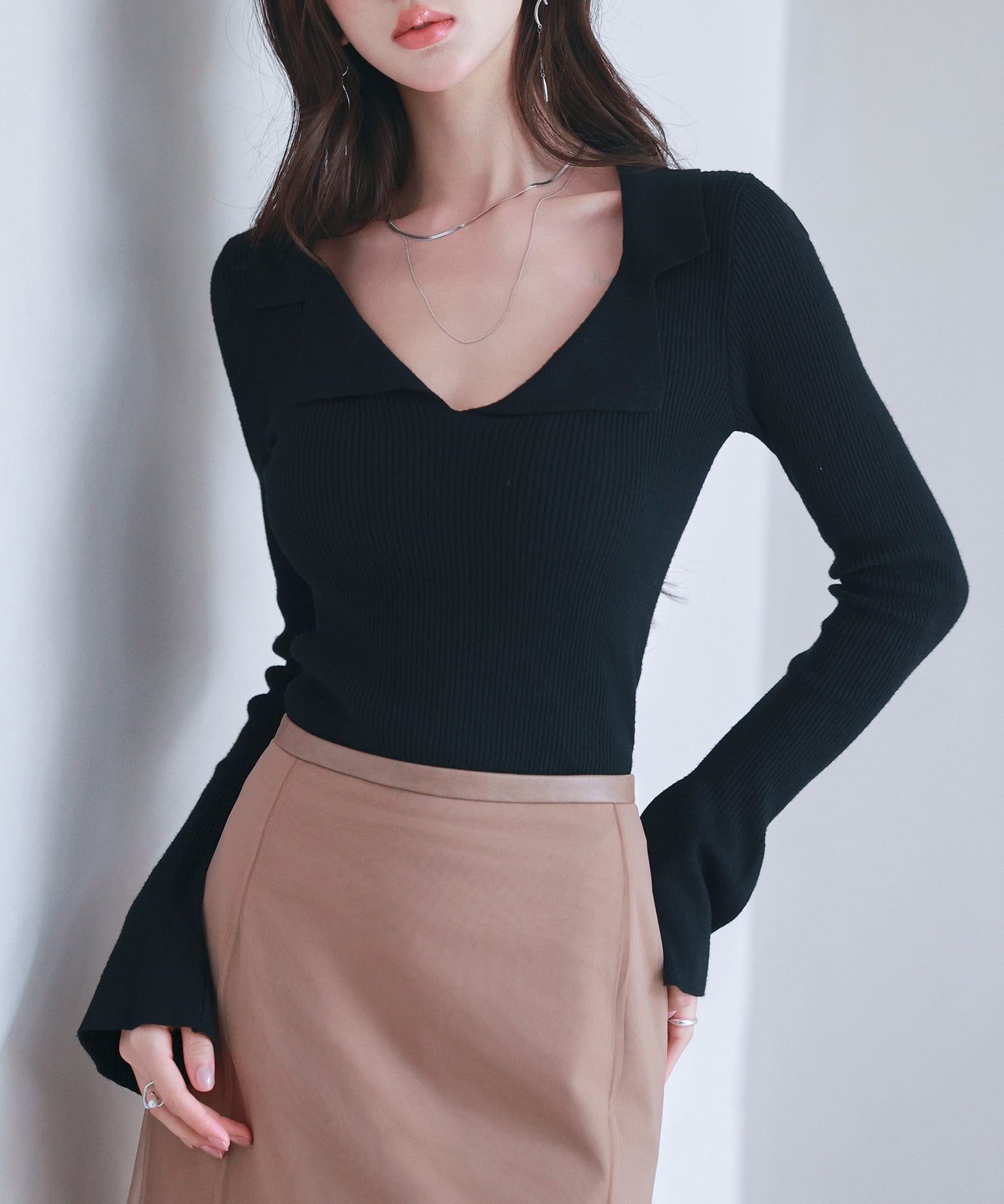 リブ編みポロネックニットプルオーバーsdp8059-103-8