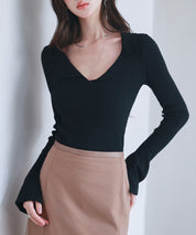 リブ編みポロネックニットプルオーバーsdp8059-103-8