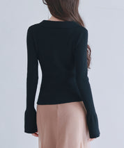 リブ編みポロネックニットプルオーバーsdp8059 ブラック