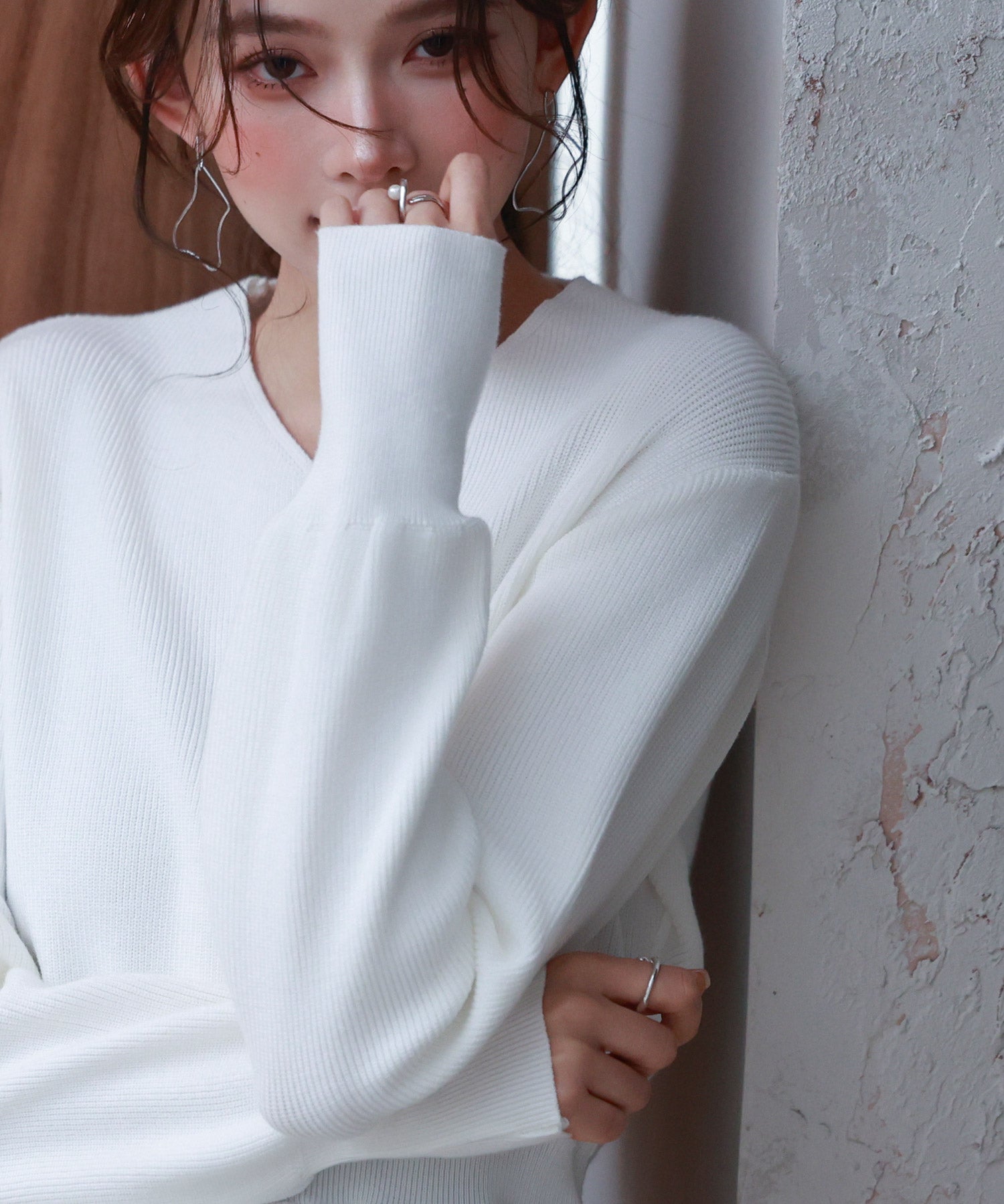 スナップボタンぺプラム裾2wayニットsdp8060 アイボリー