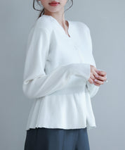 スナップボタンぺプラム裾2wayニットsdp8060 アイボリー