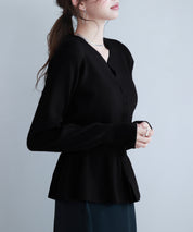 スナップボタンぺプラム裾2wayニットsdp8060 ブラック