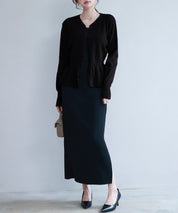 スナップボタンぺプラム裾2wayニットsdp8060 ブラック