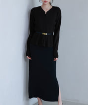 スナップボタンぺプラム裾2wayニットsdp8060 ブラック