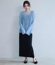 透かし編みオーバーサイズニットプルオーバーsdp8061 ブルー