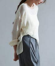 透かし編みオーバーサイズニットプルオーバーsdp8061 アイボリー