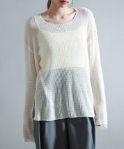 透かし編みオーバーサイズニットプルオーバーsdp8061 アイボリー