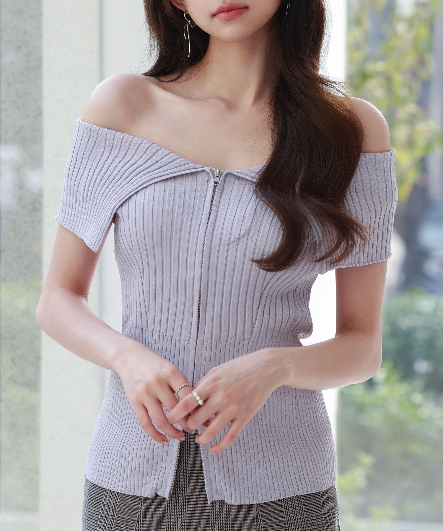 ダブルジップオフショルダーニットsdp8062-103-100