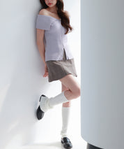 ダブルジップオフショルダーニットsdp8062 ラベンダー