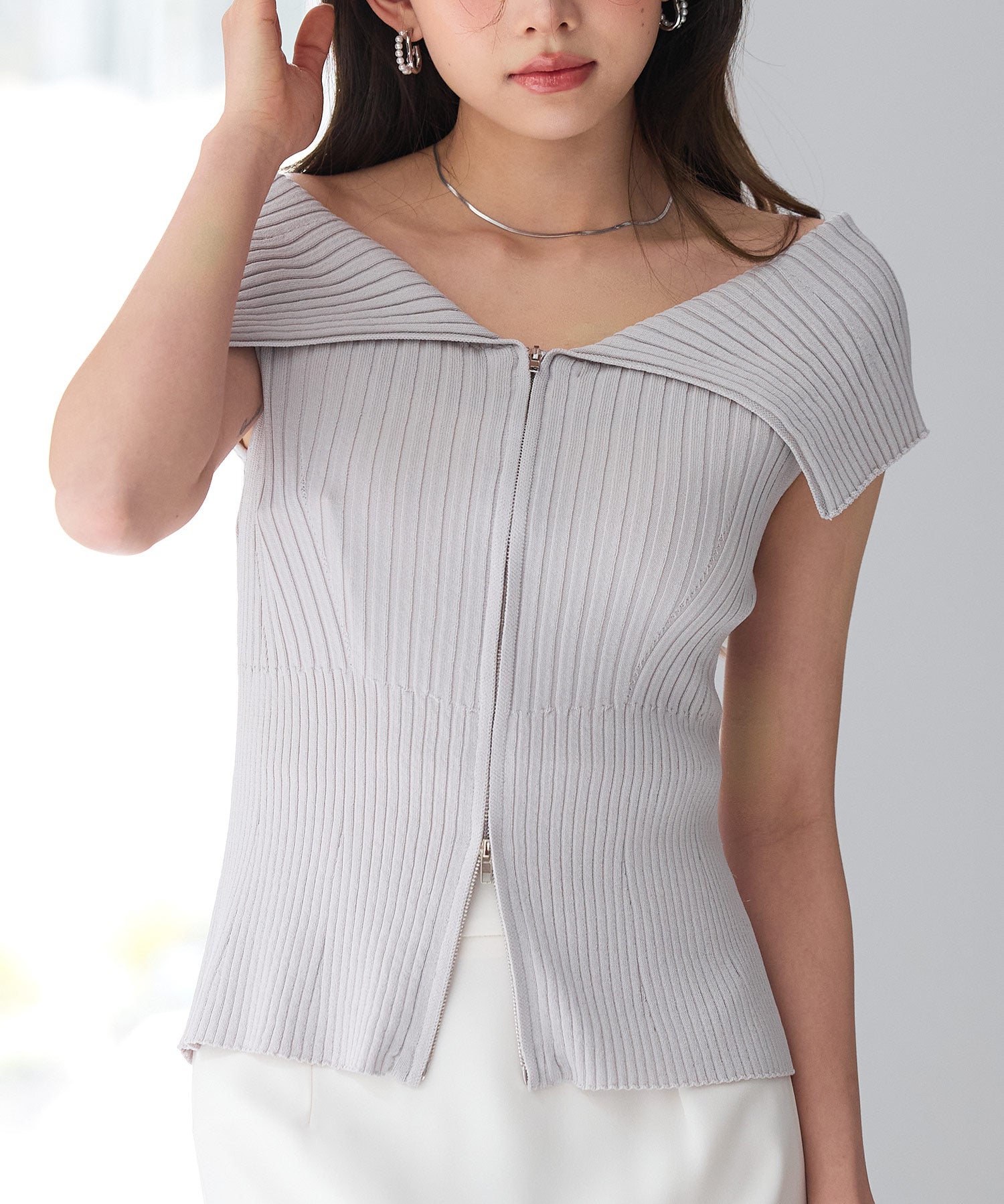 ダブルジップオフショルダーニットsdp8062-103-18