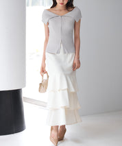 ダブルジップオフショルダーニットsdp8062 グレー