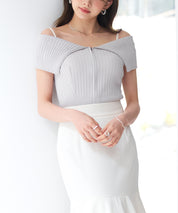 ダブルジップオフショルダーニットsdp8062 グレー