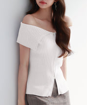 ダブルジップオフショルダーニットsdp8062 ホワイト