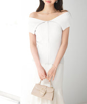 ダブルジップオフショルダーニットsdp8062 ホワイト