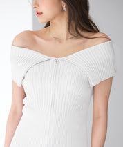 ダブルジップオフショルダーニットsdp8062 ホワイト