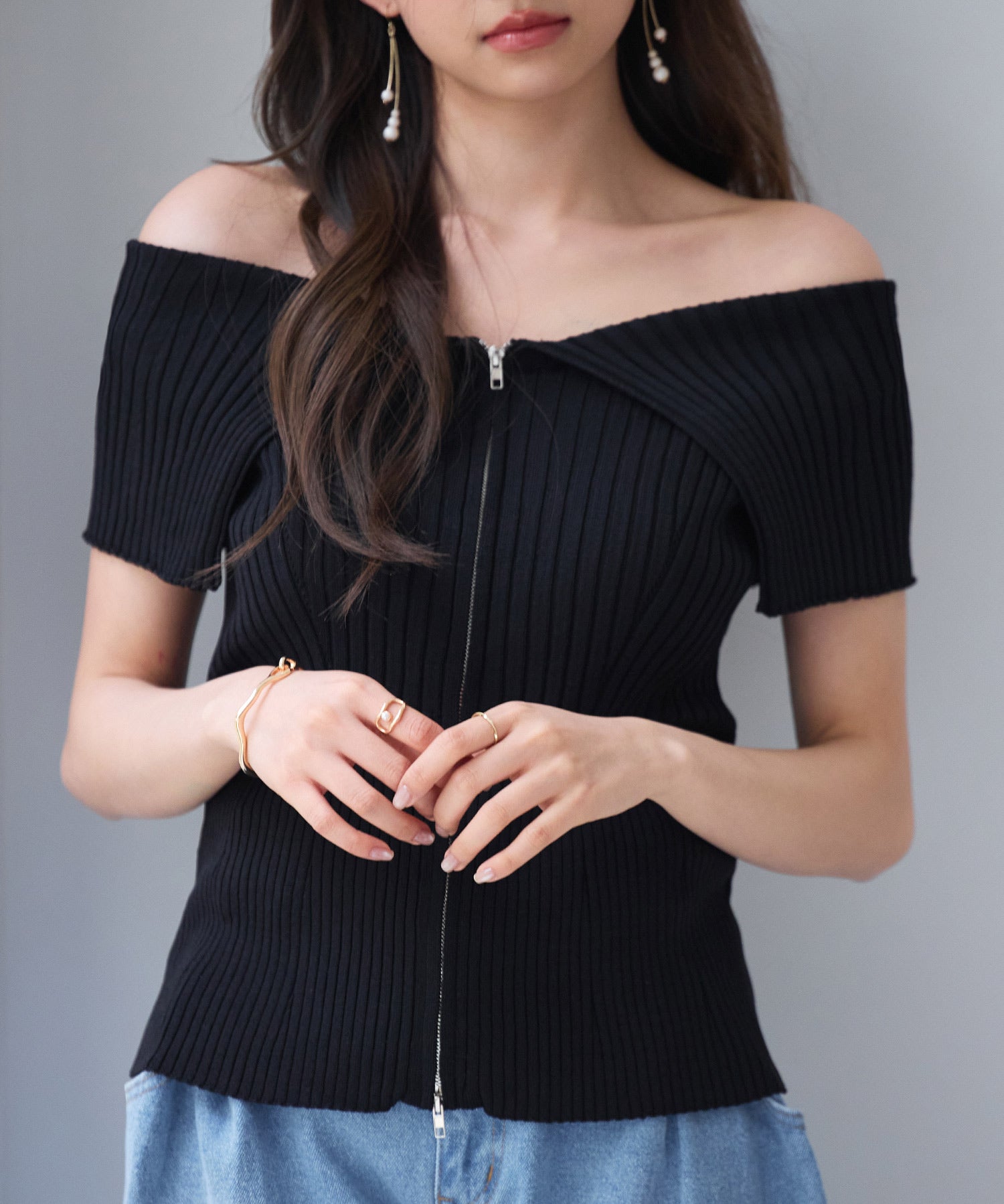 ダブルジップオフショルダーニットsdp8062-103-8