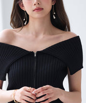 ダブルジップオフショルダーニットsdp8062 ブラック