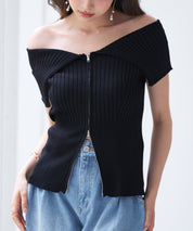 ダブルジップオフショルダーニットsdp8062 ブラック