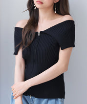 ダブルジップオフショルダーニットsdp8062 ブラック