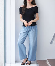 ダブルジップオフショルダーニットsdp8062 ブラック