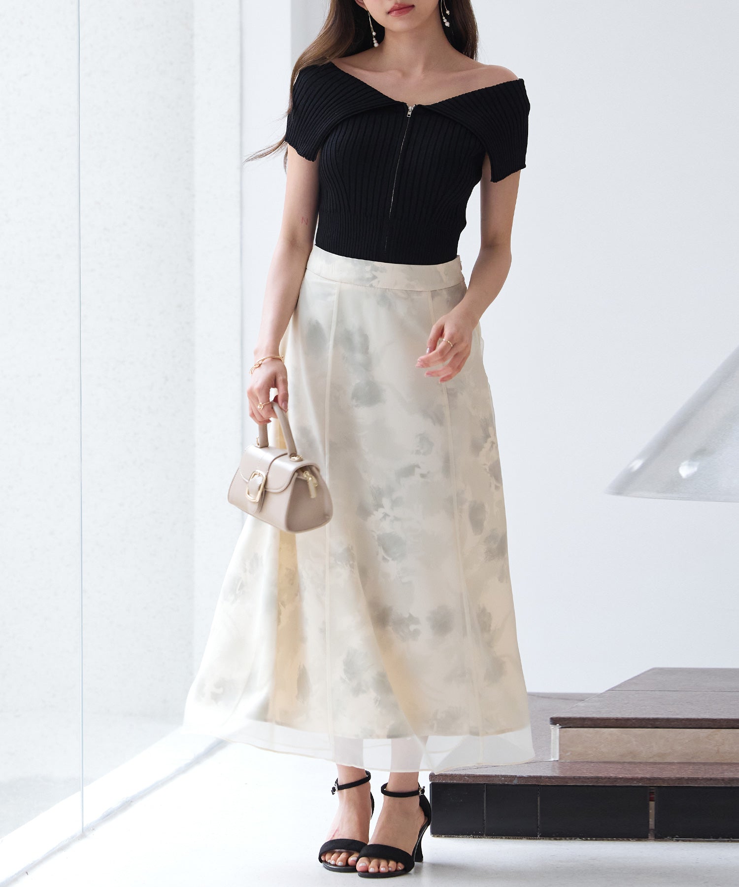 ダブルジップオフショルダーニットsdp8062 ブラック